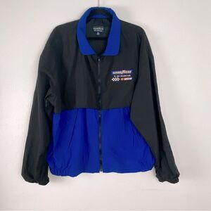 Y2K Licensed Goodyear NASCAR Racing Windbreaker Nylon Jacket Embroidered Logo XL